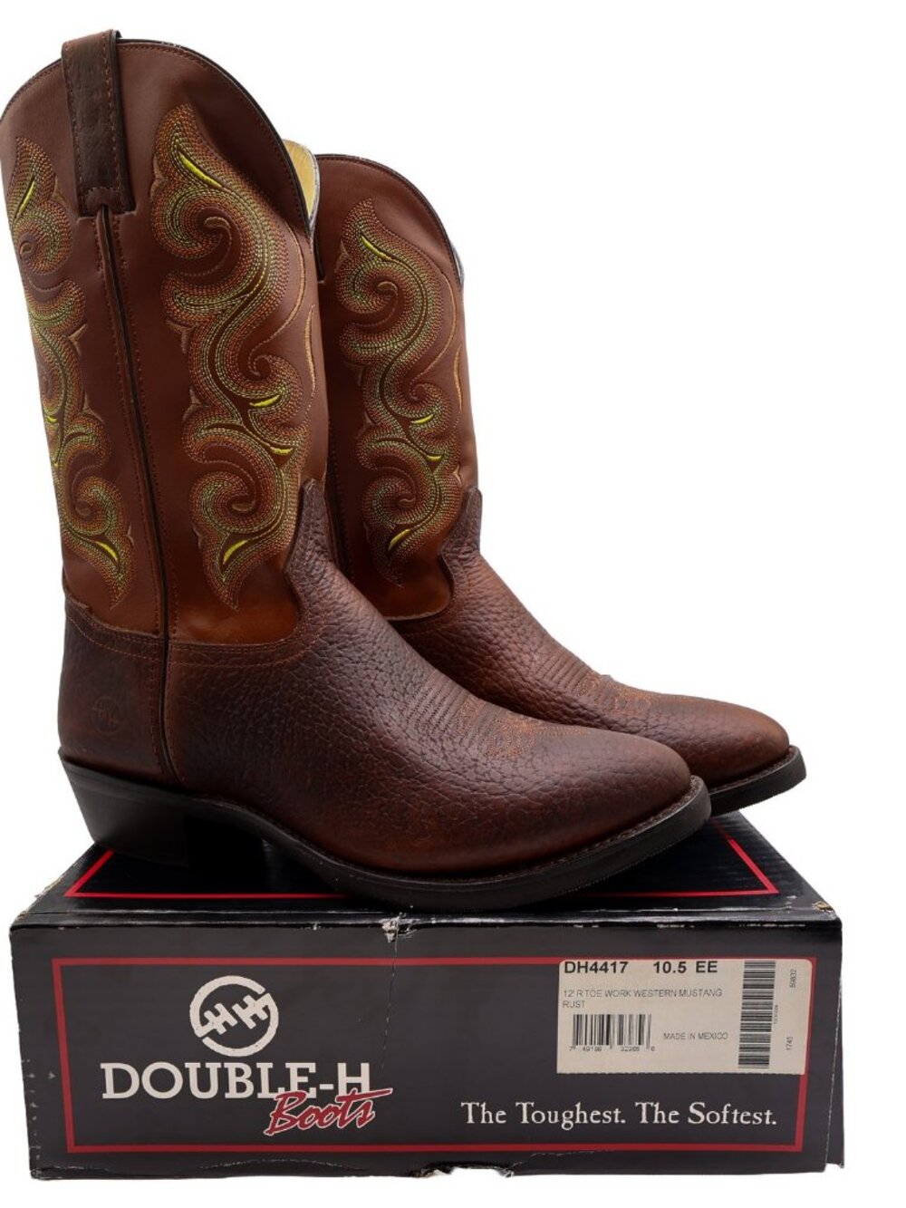 Vintage Double-H Boots Mens 10.5 EE Rust Leather 12" Work Western DH4417 NWB
